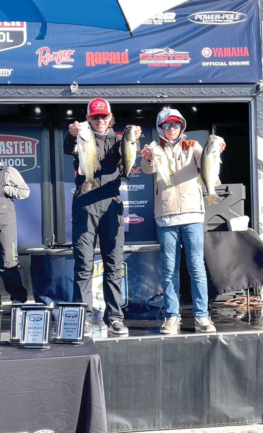 Trent Handley and Kane Weekely with five fish weighing 14 pounds 12 ounces,